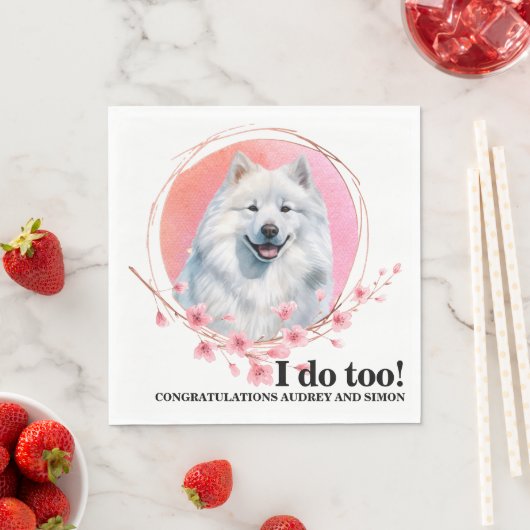 Samoyed bruiloft servetten met honden Foto (Insitu)