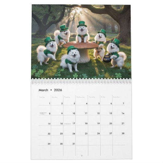 Samoyed Calendar Kalender (Mar 2026)