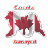 Samoyed & Canada Flag Custom-Cut Vinyl Stickers (Voorkant)