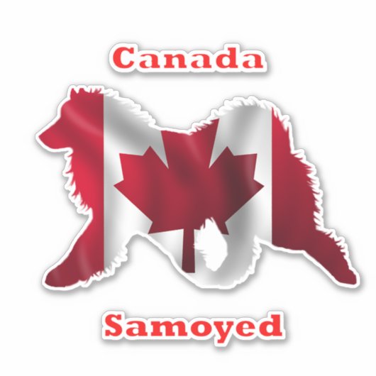Samoyed & Canada Flag Custom-Cut Vinyl Stickers (Voorkant)