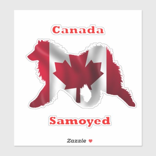 Samoyed & Canada Flag Custom-Cut Vinyl Stickers (Vel)