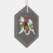 Samoyed Carousel Horse Glass Hexagonal Ornament BK (Voorkant Rechts)