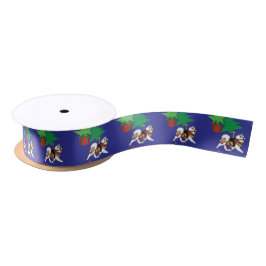 Samoyed Carrousel Holiday Ribbon— Gift Wrap Sep. Satijnen Lint