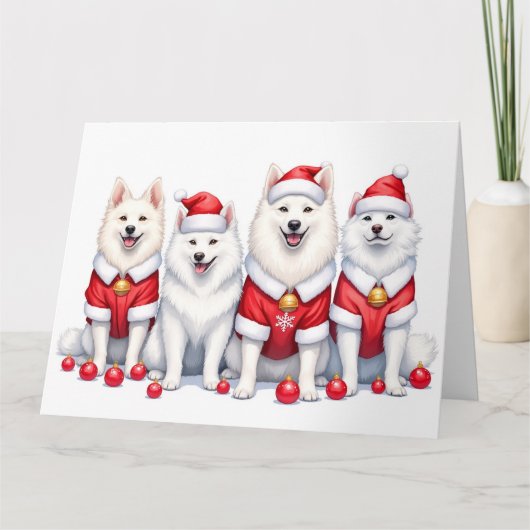 Samoyed Christmas Dress Santa Hat Kaart (Voorkant)