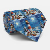 Samoyed Christmas Lighthouse Holiday Stropdas (Opgerold)