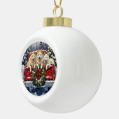 Samoyed Christmas Red Truck Holiday Keramische Bal Ornament (Rechts)