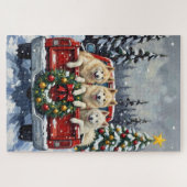 Samoyed Christmas Red Truck Holiday Legpuzzel (Horizontaal)