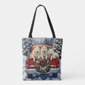Samoyed Christmas Red Truck Holiday Tote Bag (Achterkant)
