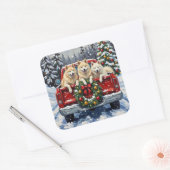 Samoyed Christmas Red Truck Holiday Vierkante Sticker (Envelop)