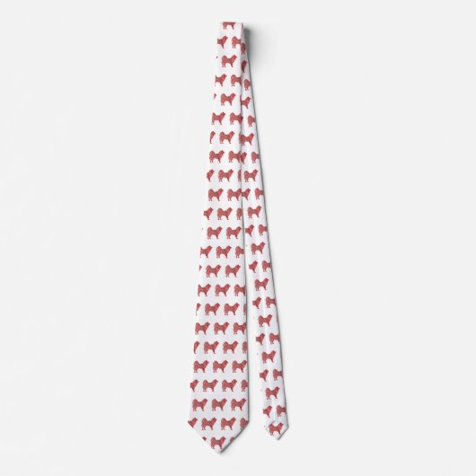 Samoyed Christmas Sneeuwhond Silhouette Witte Hals Stropdas (Voorkant)