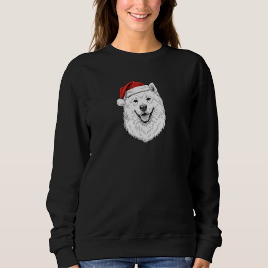 Samoyed Christmas Sweatshirt–Hand-Drawn Santa Dog Trui (Voorkant)