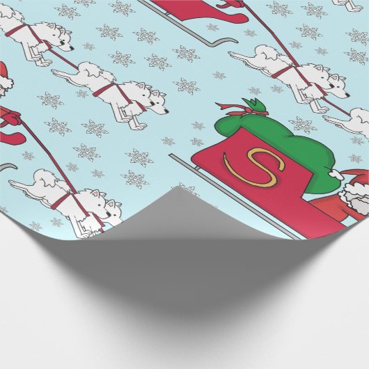 Samoyed Claus Cadeaupapier (Hoek)