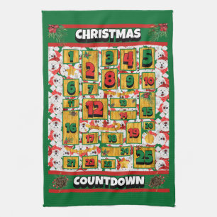 Samoyed Countdown Kerst Advent Kalendar Hond Theedoek