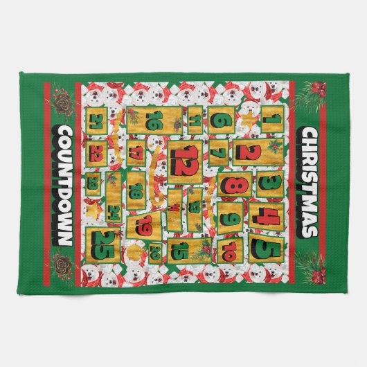 Samoyed Counting Kerstmis Advent Calendar Dog Theedoek (Horizontaal)