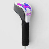 Samoyed Cute Pink Dog Silhouette Monogram Golfheadcover (Schuin)