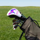 Samoyed Cute Pink Dog Silhouette Monogram Golfheadcover (Insitu)