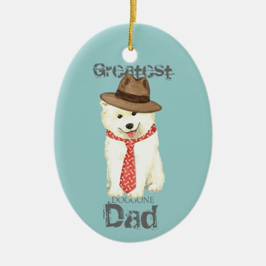 Samoyed Dad Ceramic Ornament (Voorkant)