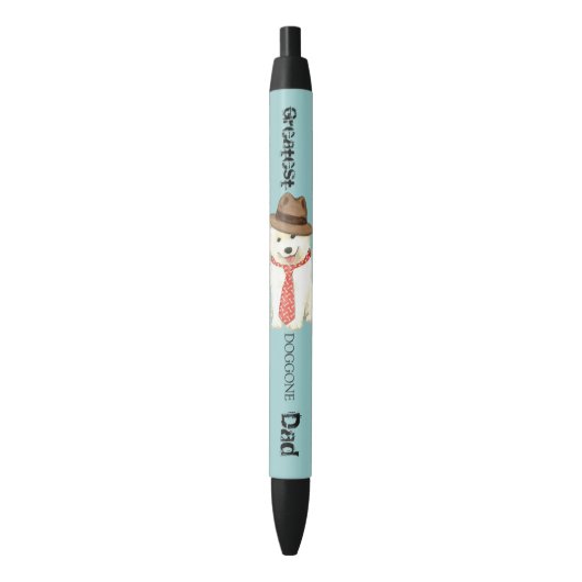 Samoyed Dad Zwarte Inkt Pen (Voorkant Verticaal)