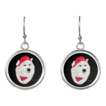 Samoyed Dangle Round Earnings