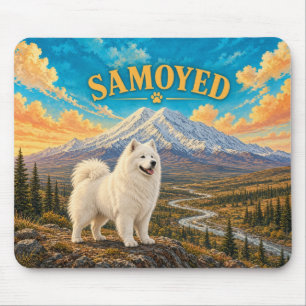 Samoyed, Denali Slope Vintage Watercolor Muismat