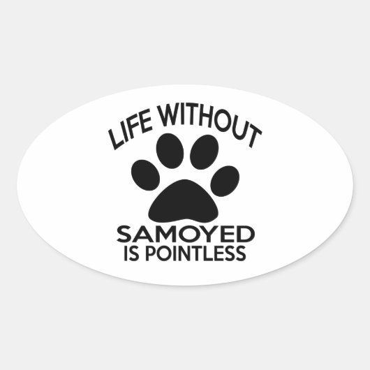 SAMOYED DESIGN OVALE STICKER (Voorkant)