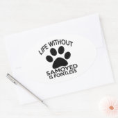 SAMOYED DESIGN OVALE STICKER (Envelop)