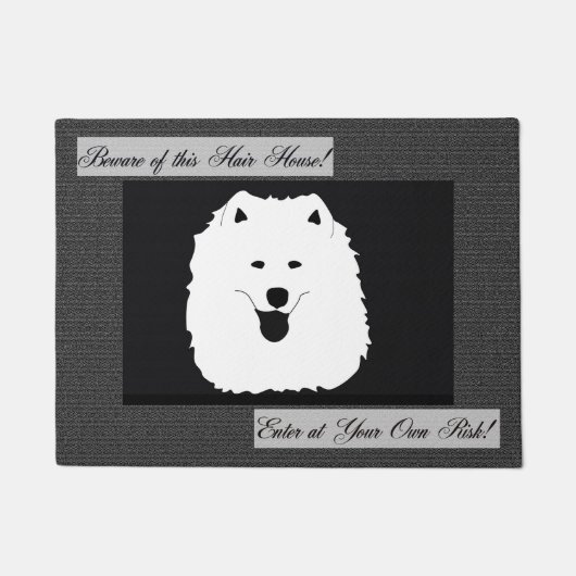 Samoyed deur Mat 18"X24";Let op dit Huis (Voorkant)
