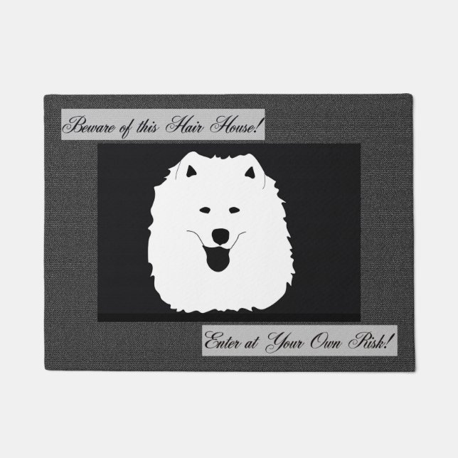 Samoyed deur Mat 18"X24";Let op dit Huis (Voorkant)