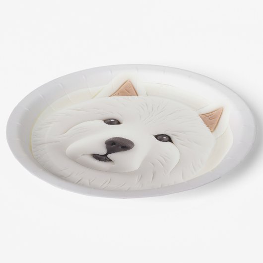 Samoyed Dog 3D geïnspireerd Papieren Bordje (Gekanteld)