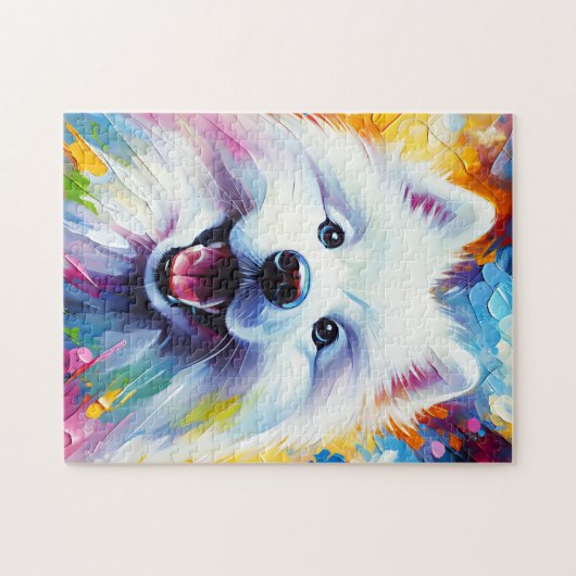 Samoyed Dog Acryl Print Hondenliefhebber Gift Legpuzzel (Horizontaal)
