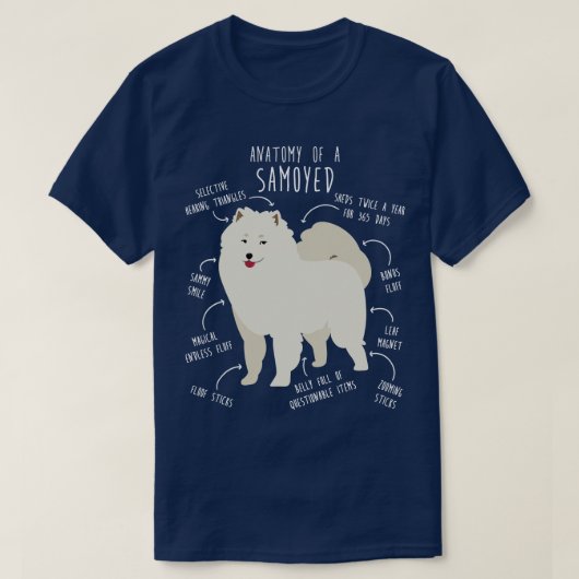 Samoyed Dog Anatomy 2 T-shirt (Design voorkant)