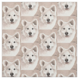 Samoyed Dog Art Fabric Stof
