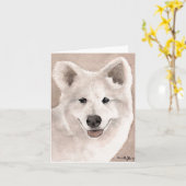 Samoyed Dog Art Note Kaart (Gele Bloem)