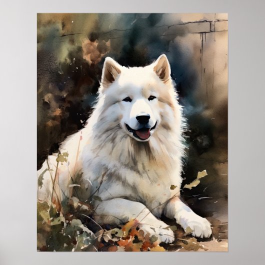 Samoyed Dog Art Print Poster (Voorkant)