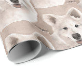Samoyed Dog Art Wrapping Paper Cadeaupapier (Rol Hoek)