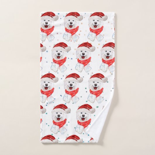 Samoyed Dog Breed Christmas Stars Handdoek (Handdoek)