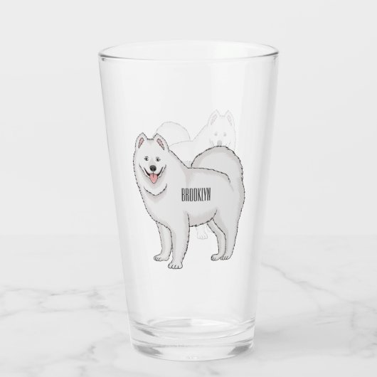 Samoyed dog cartoon illustration glas (Achterkant)