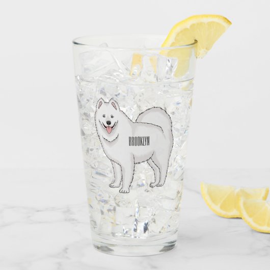Samoyed dog cartoon illustration glas (Achterkant ijs)