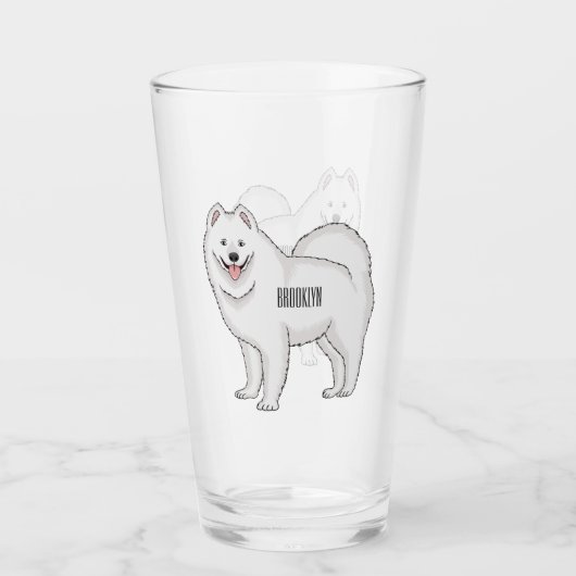 Samoyed dog cartoon illustration glas (Voorkant)
