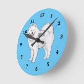 Samoyed dog cartoon illustration ronde klok (Hoek)