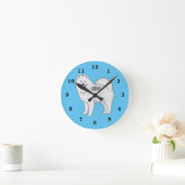 Samoyed dog cartoon illustration ronde klok (Huis)