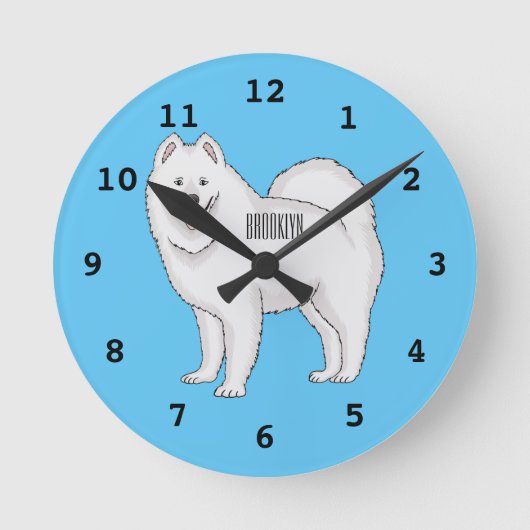 Samoyed dog cartoon illustration ronde klok (Voorkant)