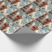 Samoyed Dog Christmas Beach Cadeaupapier (Hoek)