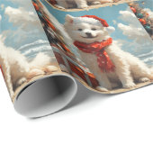 Samoyed Dog Christmas Beach Cadeaupapier (Rol Hoek)