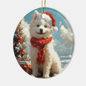 Samoyed Dog Christmas  Beach Keramisch Ornament (Links)