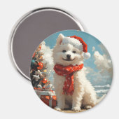 Samoyed Dog Christmas  Beach Magneet (Voorkant / Achterkant)