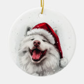 Samoyed Dog Christmas Personalized Keramisch Ornament (Voorkant)