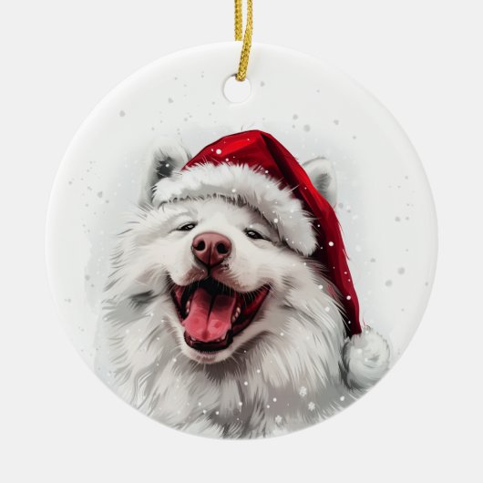 Samoyed Dog Christmas Personalized Keramisch Ornament (Voorkant)