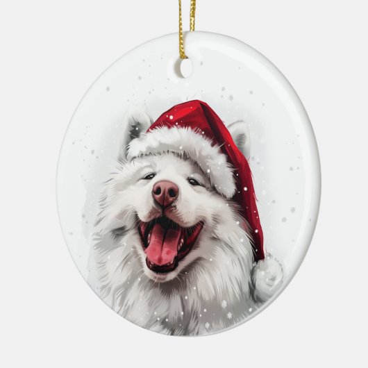 Samoyed Dog Christmas Personalized Keramisch Ornament (Links)