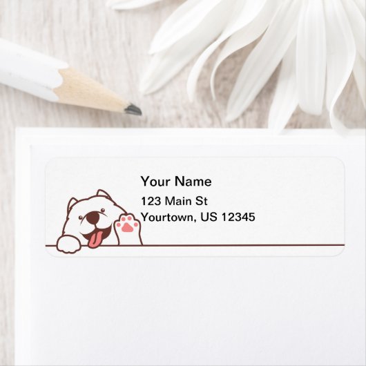 Samoyed Dog Cute Waving Etiket (Insitu)